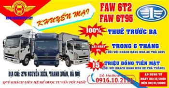 Chương trình khuyến mại cho xe tải Faw 6T2 và xe tải Faw 6T95