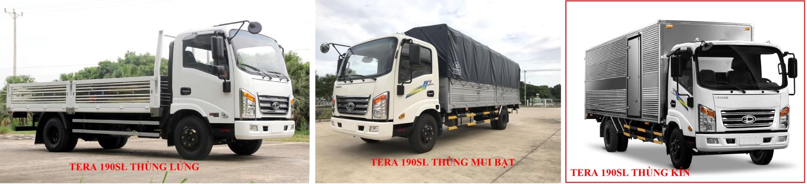 Các loại thùng của xe tải Teraco Tera 190SL