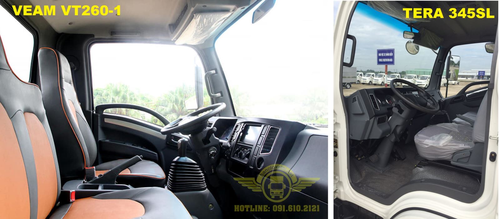 So sánh ghế ngồi xe tải Veam VT340s-1 và xe tải Tera 345sl